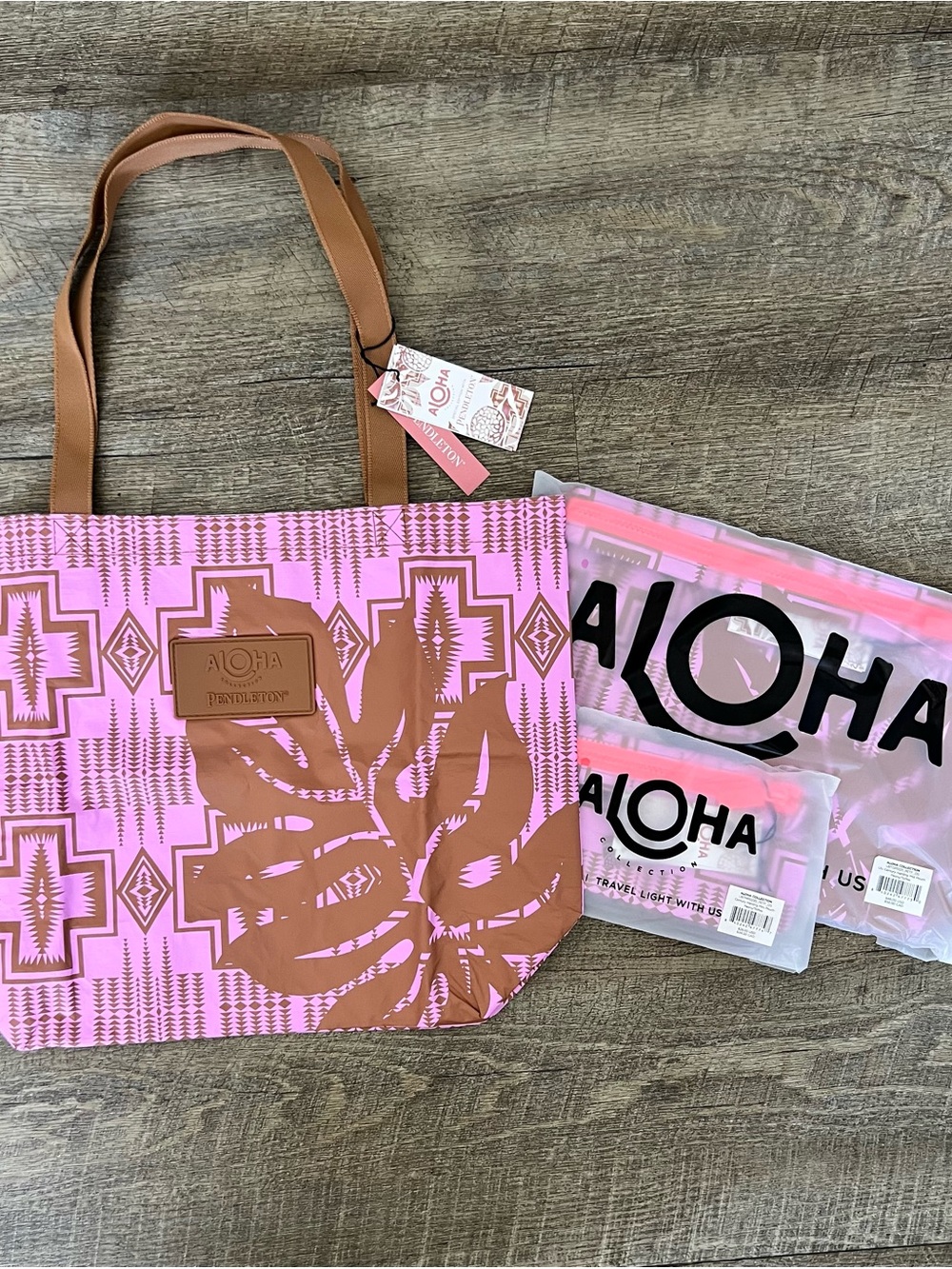 Pendleton + Aloha Collection collaboration purple brown Pattern Tote REVERSIBLE